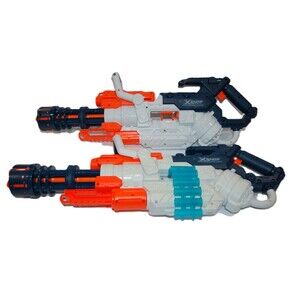 SET OF 2 XSHOT EXCEL CRUSHER FOAM DART BLASTERS IN BLUE WHITE ORANGE 27" LONG